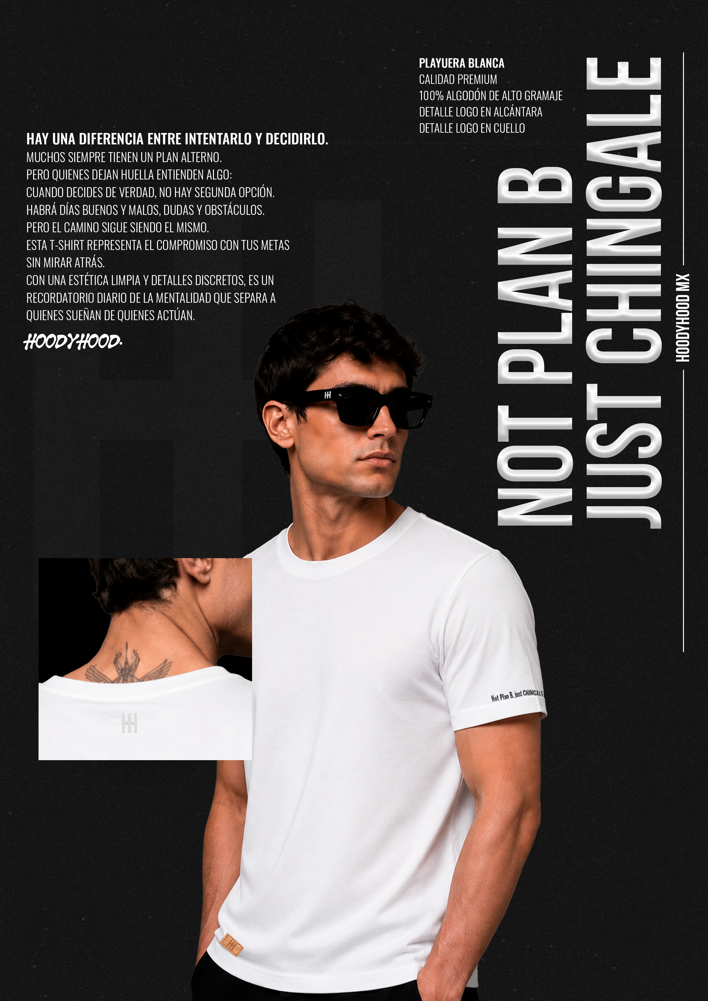 NOT PLAN B, JUST CHINGALE - Playera Blanca Premium - ShantApp