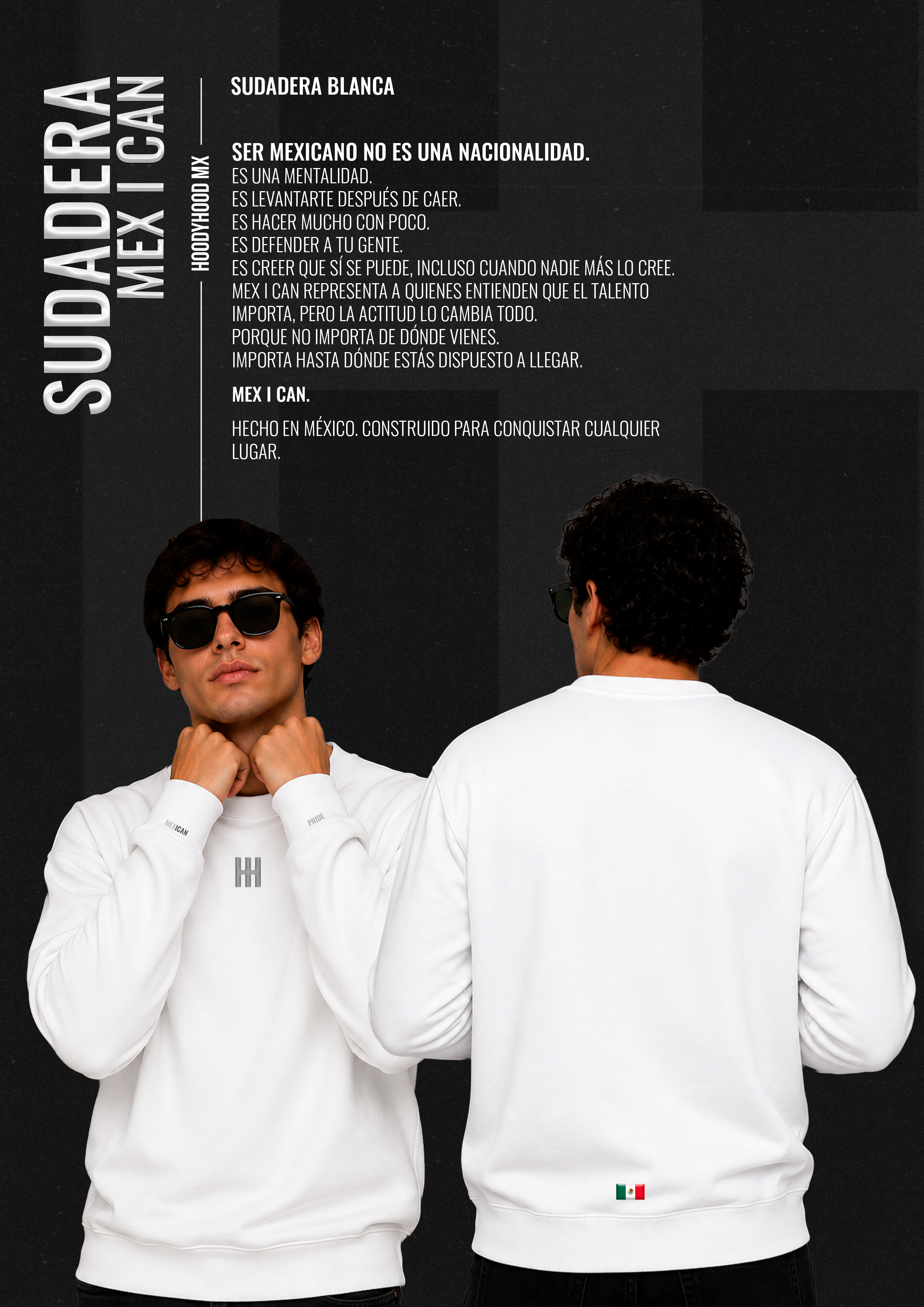 SUDADERA MEX I CAN - Blanca Premium - ShantApp