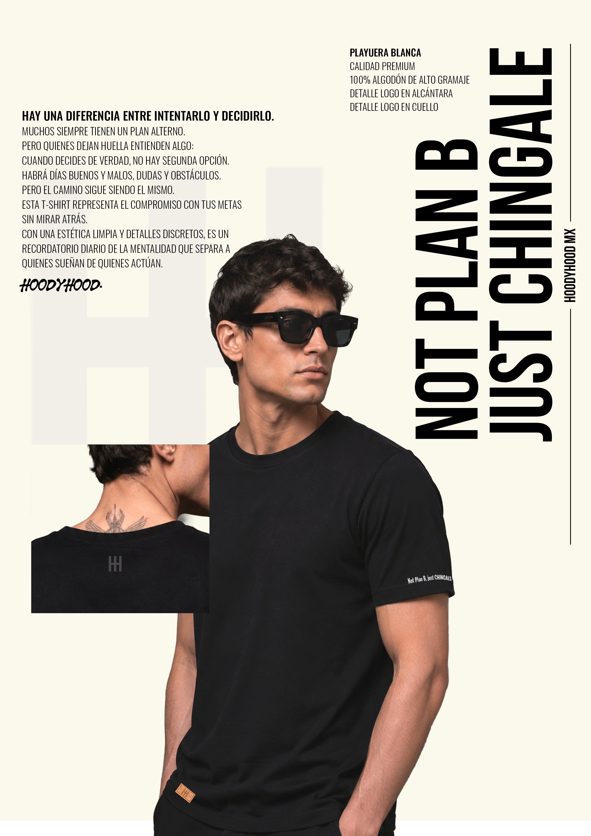 NOT PLAN B, JUST CHINGALE - Playera Negra Premium - ShantApp
